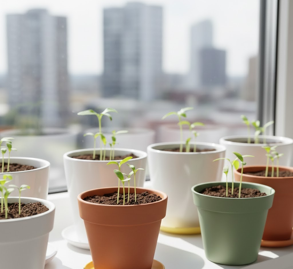 Herb starter kit with seeds and containers